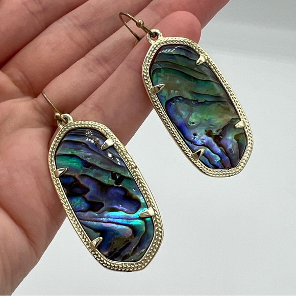 kendra scott elle gold drop earrings in abalone shell - Picture 4 of 7